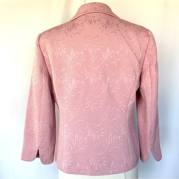 VTG CAMI NYC QUILTED JACQUARD FLORAL BOXY CROP 3/4 SLEEVE BLAZER JACKET Sz10/12 - Picture 4 of 13